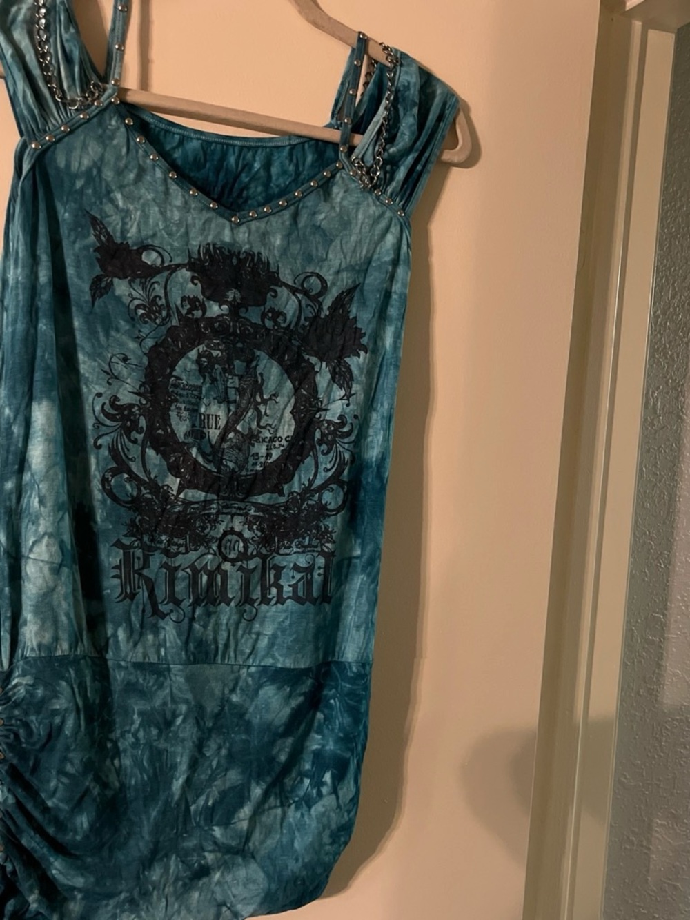 Teal Tie-Dye Graphic Tank Top
